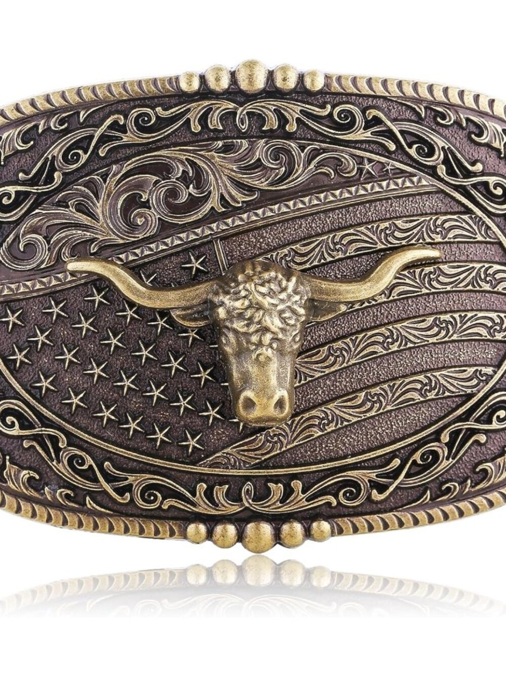 Men's Flag Bull Western Cowboy Imported Zinc Alloy Belt Buckle